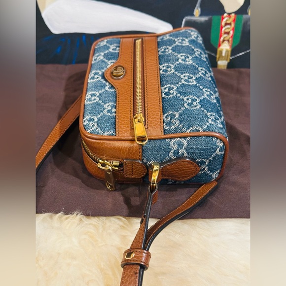 π₯ GUCCI GG DENIM OPHIDIA SHOULDER BAG FULL INCLUSION PRESTINE CONDITION - Picture 11 of 15